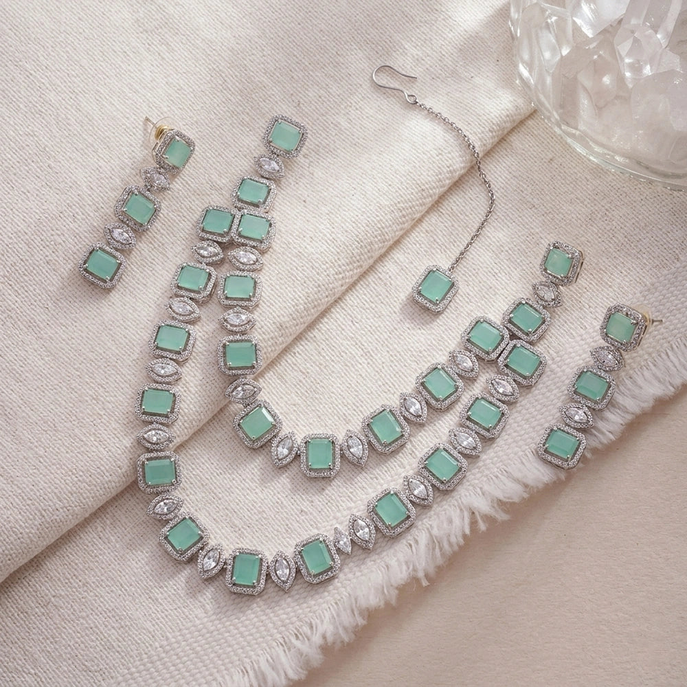 Pastel Zircon Layered Necklace Set