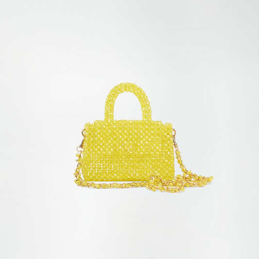 Chic Yellow Beaded Bag