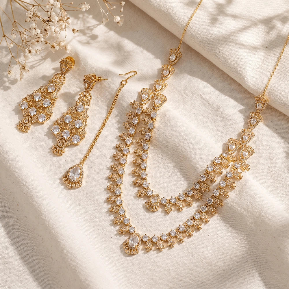 Gold Plated Zircon Necklace Set